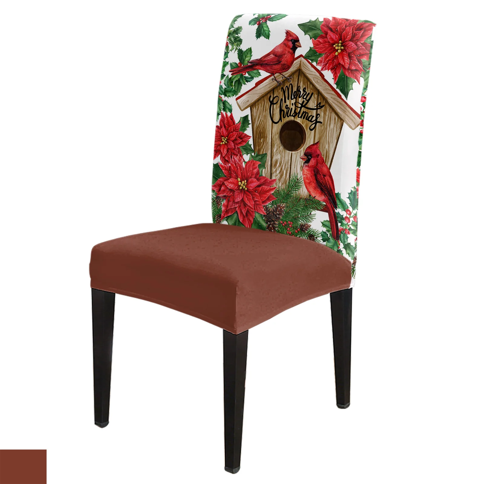 

Чехол на стул в стиле птичьего домика Cardinal Poinsettia, эластичное кресло для столовой, искусственное спандекс, офисное кресло