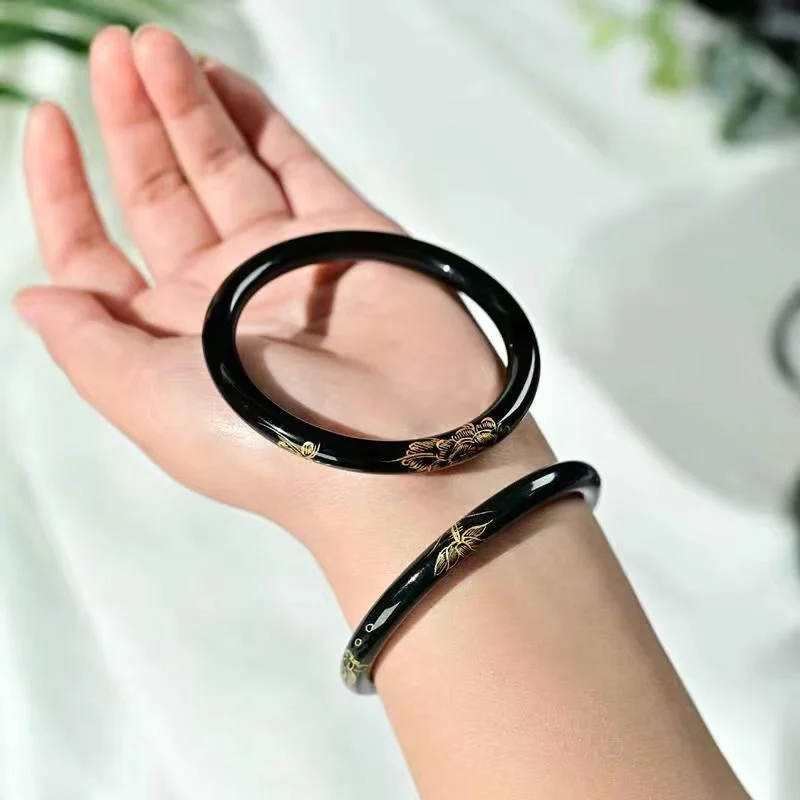 Mai Chuang/Natural HeTian Cyan Jade Bronzing Goldfish Bangles Fine Jewelry Men Women Round Bar Bracelet Couple Accessories Gifts
Mai Chuang/Natural HeTian Cyan Jade Bronzing Goldfish Bangles Fine Jewelry Men Women Round Bar Bracelet Couple Accessories Gifts