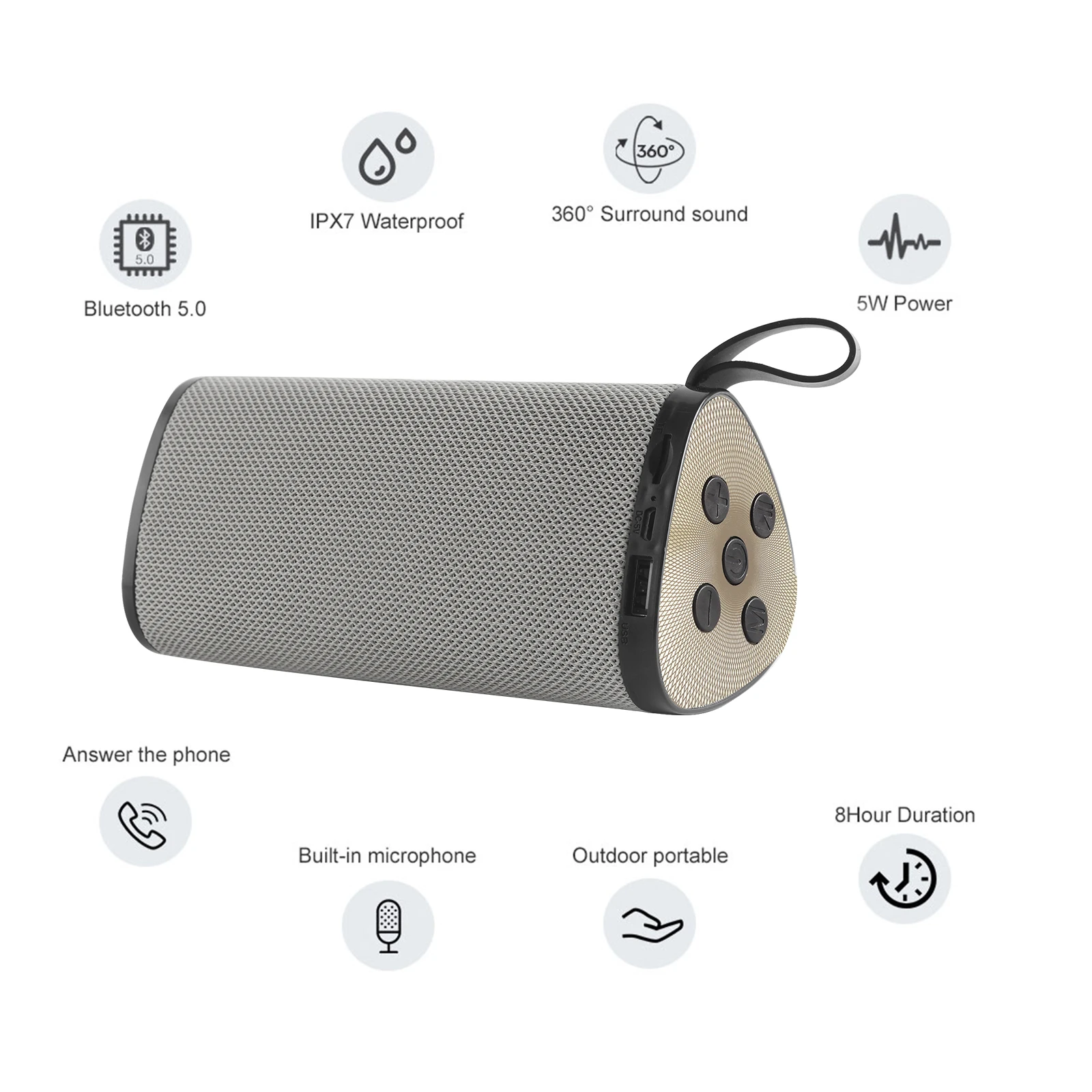 

Wireless Bluetooth Speaker Portable Waterproof Outdoor Column Sound Bar Bass USB Subwoofer Stereo Surround Loudspeaker For Phone