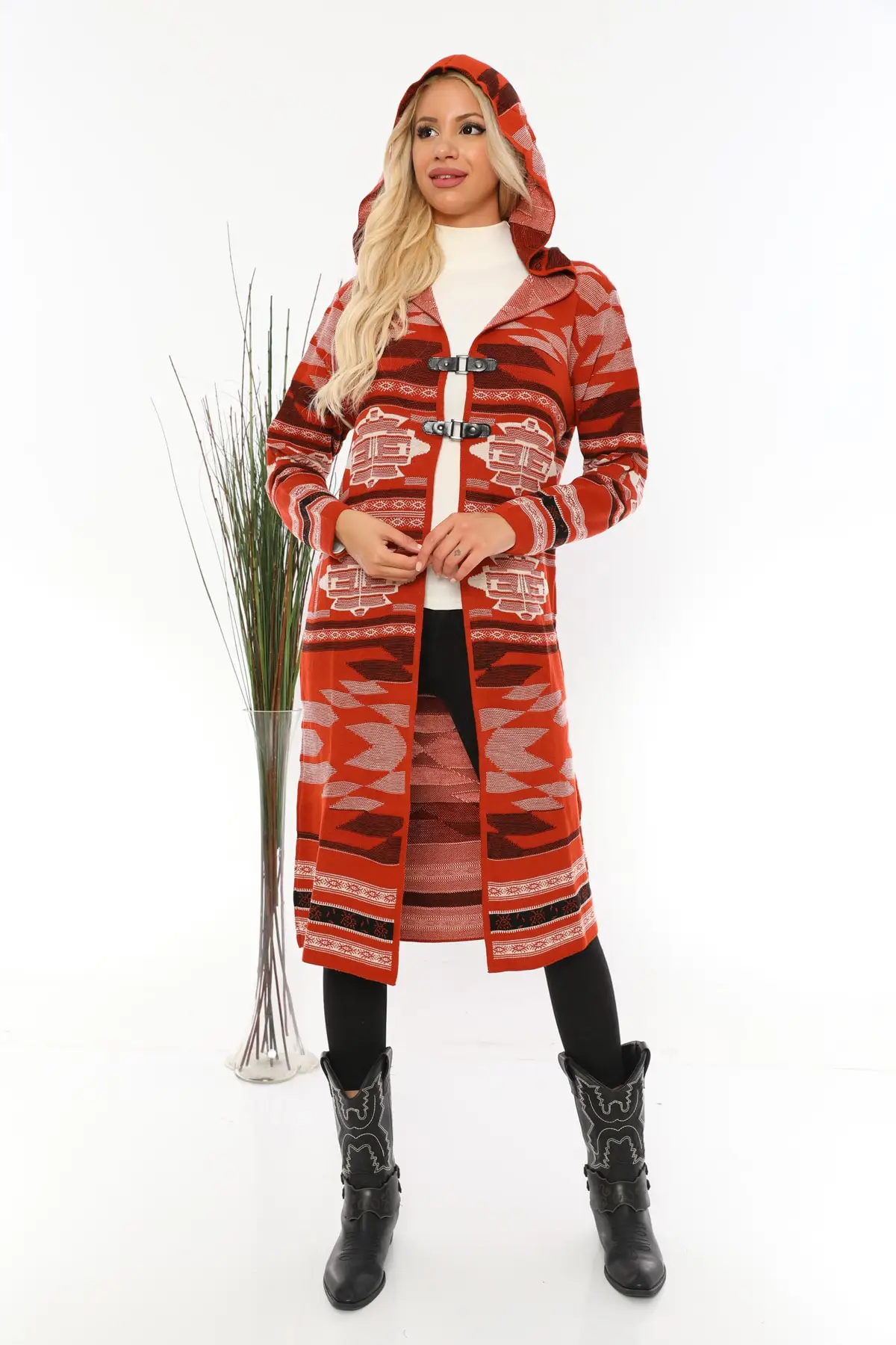 Women's Cardigan Tile Patterned Hooded Long - Acrylic Casual Knitted Quality Fashion Sweaters Loose Jumper
Women's Cardigan Tile Patterned Hooded Long - Acrylic Casual Knitted Quality Fashion Sweaters Loose Jumper