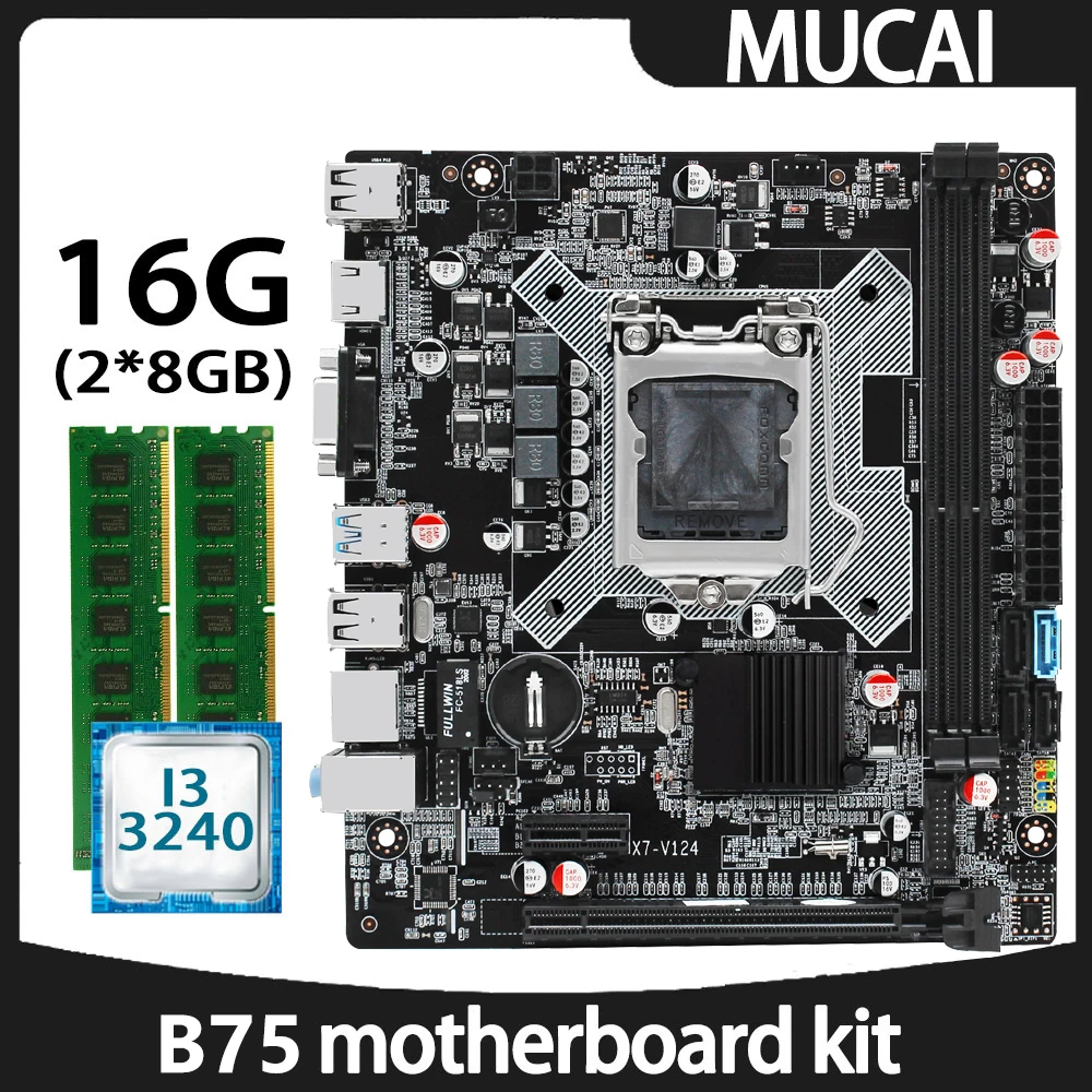 Материнская плата MUCAI B75 LGA 1155 комплект с процессором Intel core i3 3240 и DDR3 16 Гб (2*8 ГБ) 1600 МГц ОЗУ память ПК компьютер
Материнская плата MUCAI B75 LGA 1155 комплект с процессором Intel core i3 3240 и DDR3 16 Гб (2*8 ГБ) 1600 МГц ОЗУ память ПК компьютер