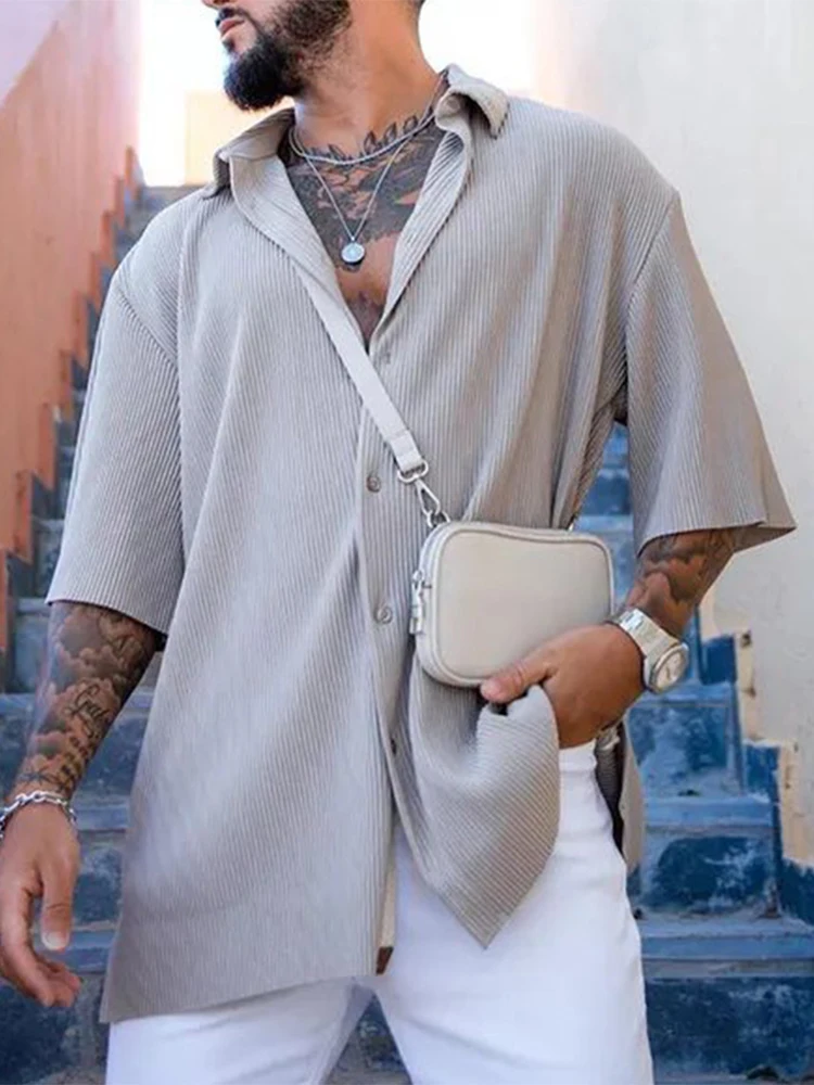 2022 Summer Short Sleeve Casual Shirts Men New Fashion Turn-down Collar Buttoned Cardigan Tops New Loose Solid Shirt For Mens
2022 Summer Short Sleeve Casual Shirts Men New Fashion Turn-down Collar Buttoned Cardigan Tops New Loose Solid Shirt For Mens
