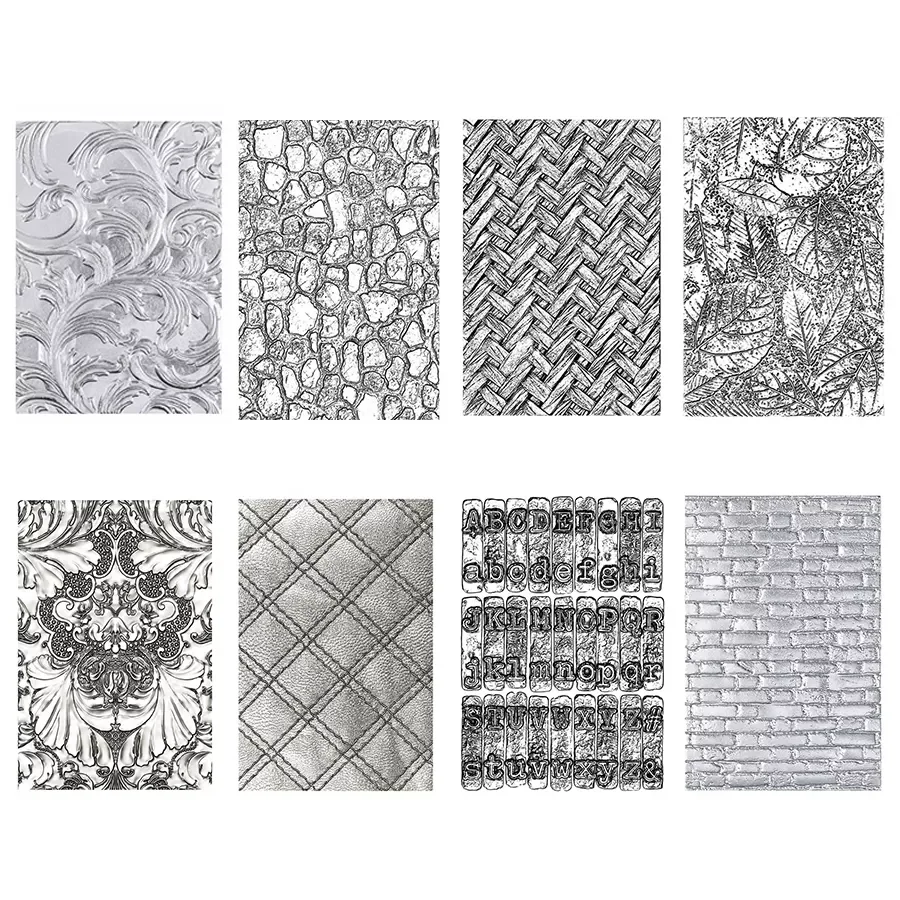 

New 3D Embossed Folder For DIY Craft Making Brick Wall Cobblestone Leaves and Letter Background Card Paper Scrapbooking