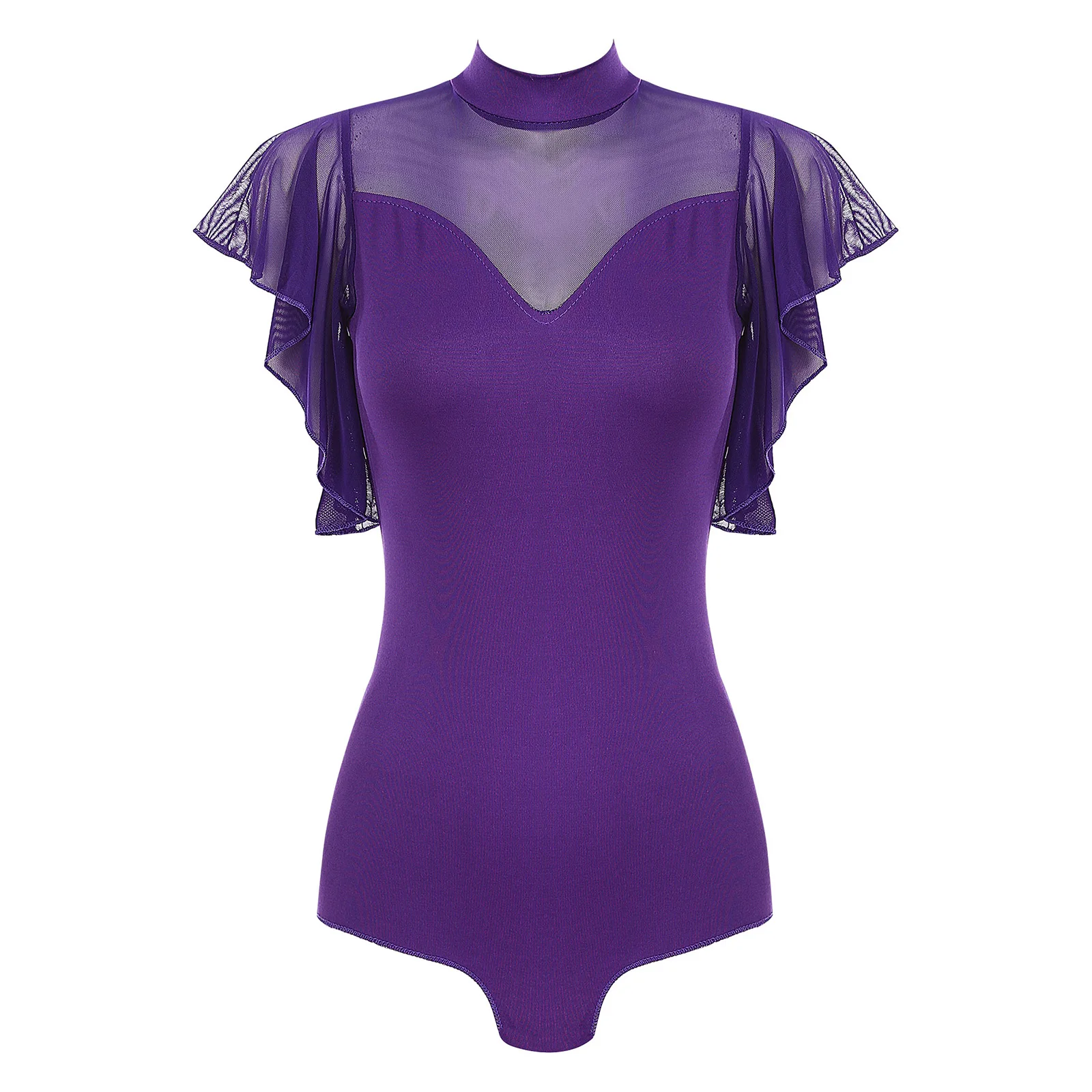 Womens Cha-Cha Latin Dance Bodysuit Ruffle Mesh Short Sleeve Leotard Stage Performance Costume Self-Tie Keyhole Back dancewear
Womens Cha-Cha Latin Dance Bodysuit Ruffle Mesh Short Sleeve Leotard Stage Performance Costume Self-Tie Keyhole Back dancewear