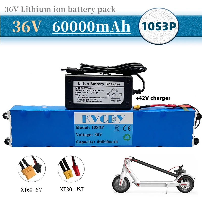 KVCDY 36V li-ion battery pack, 18650 combination, 10S3P , 60000mAh, suitable for xiaomijia series electric scooter, built-in BMS
KVCDY 36V li-ion battery pack, 18650 combination, 10S3P , 60000mAh, suitable for xiaomijia series electric scooter, built-in BMS