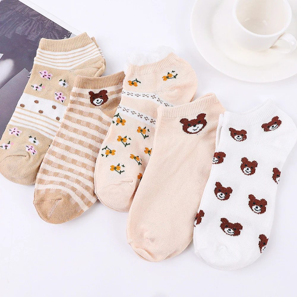 5Pairs Cotton Thin Socks For Women Girls Cute Flower Cartoon Low Cut Socks Simple Ankle Sock Summer Comfortable Invisible Socks
5Pairs Cotton Thin Socks For Women Girls Cute Flower Cartoon Low Cut Socks Simple Ankle Sock Summer Comfortable Invisible Socks