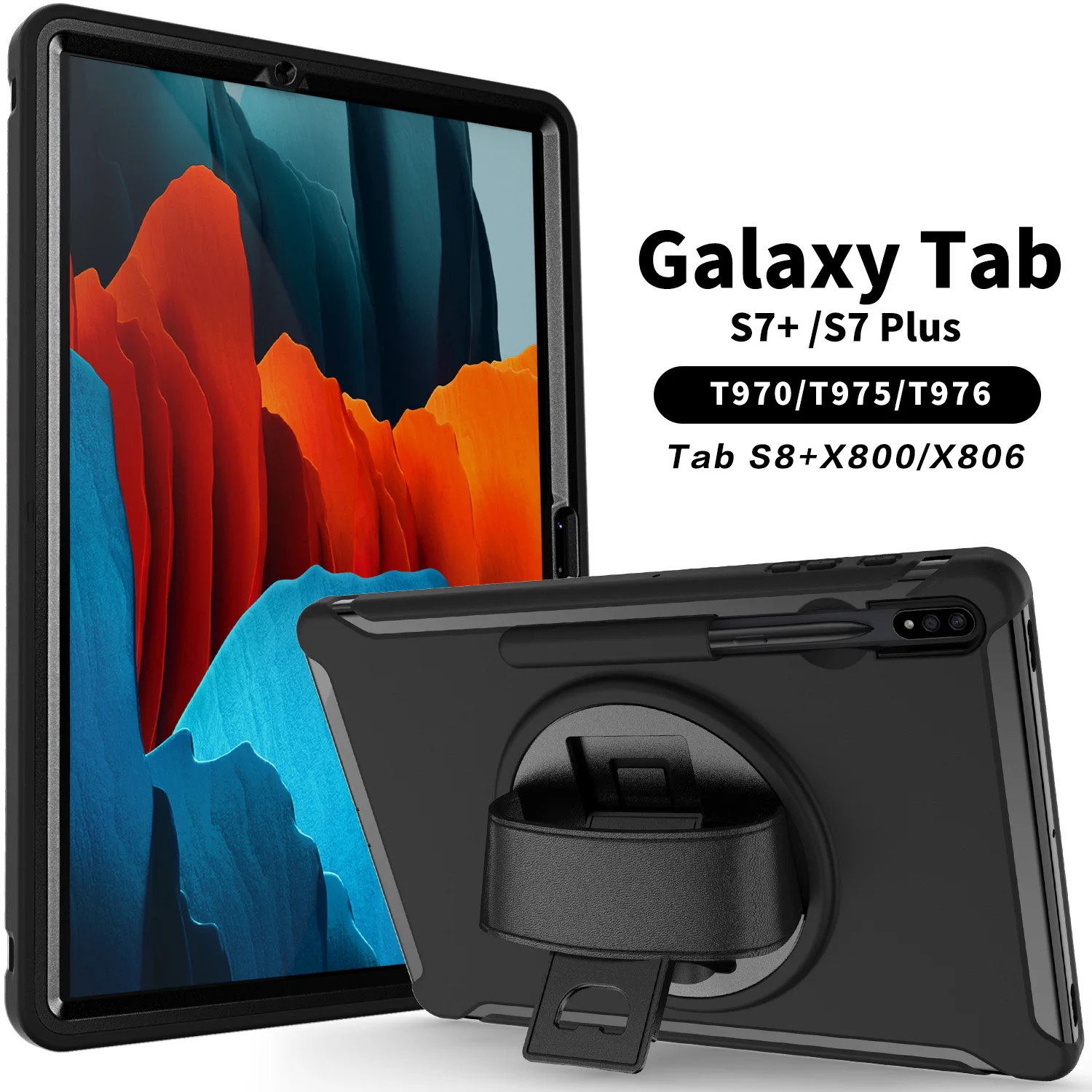 Protection PU shatterproof caser For Samsung Tab S7 Plus Tablet Case Tab S8+ Rotating Stand T970 with Pen Slot Silicone Cove
Protection PU shatterproof caser For Samsung Tab S7 Plus Tablet Case Tab S8+ Rotating Stand T970 with Pen Slot Silicone Cove
