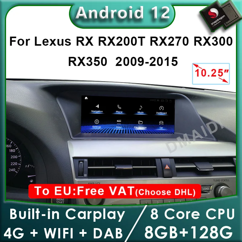 10.25 inch LCD Touch Screen Android 12 Car Multimedia Video Player CarPlay For LEXUS RX RX270 RX350 RX450 2009-2015
10.25 inch LCD Touch Screen Android 12 Car Multimedia Video Player CarPlay For LEXUS RX RX270 RX350 RX450 2009-2015
