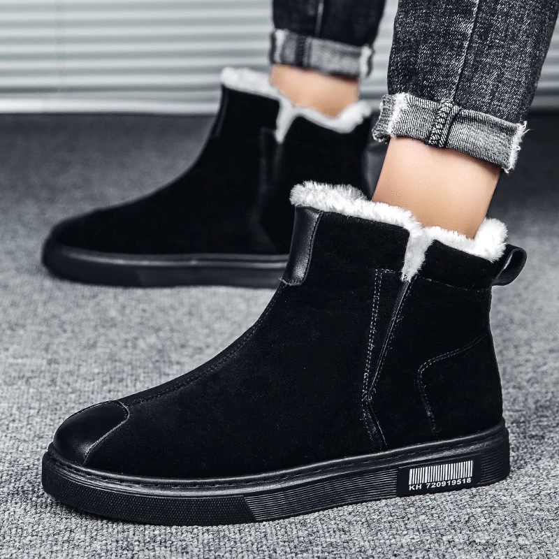 Men's Plush Snow Boots Super Warm Round Toe Comfortable Casual Flat Shoes Black Winter Mid-cut British Style Tooling Men's Boots
Men's Plush Snow Boots Super Warm Round Toe Comfortable Casual Flat Shoes Black Winter Mid-cut British Style Tooling Men's Boots