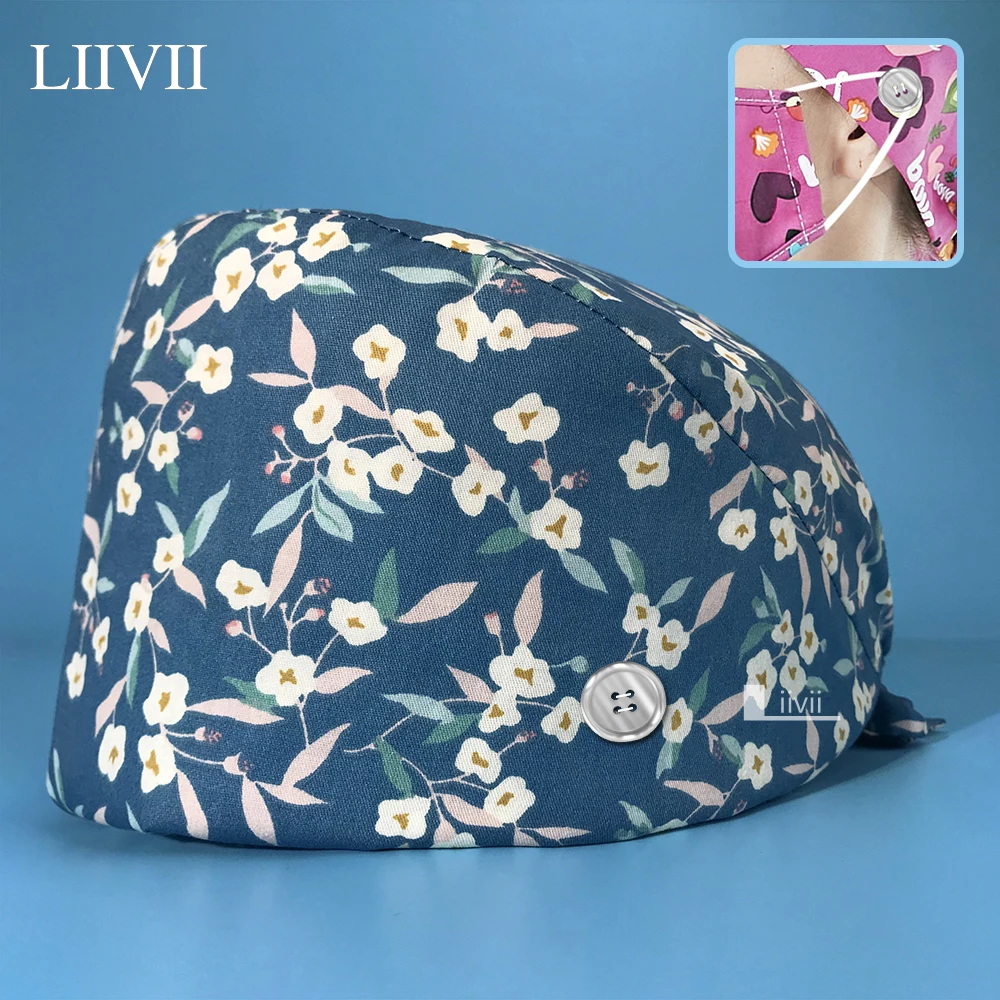 Pet Grooming Scrubs Cap Multicolor 100%cotton Surgical Scrub Cap Unisex Nurse Accessories Flower Print Medical Hats with Button
Pet Grooming Scrubs Cap Multicolor 100%cotton Surgical Scrub Cap Unisex Nurse Accessories Flower Print Medical Hats with Button