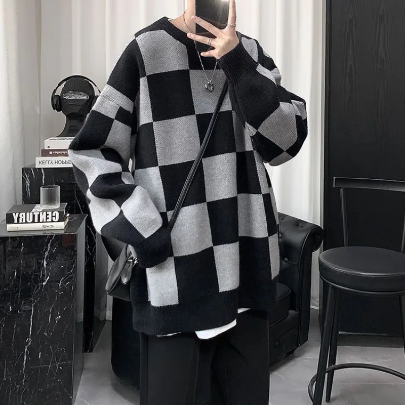 Hip Hop Dark Black Checkerboard Knitted Sweater Men Jumper Long Sleeve Harajuku Korean Sweater Women Pullovers Ins Autumn Winter
Hip Hop Dark Black Checkerboard Knitted Sweater Men Jumper Long Sleeve Harajuku Korean Sweater Women Pullovers Ins Autumn Winter