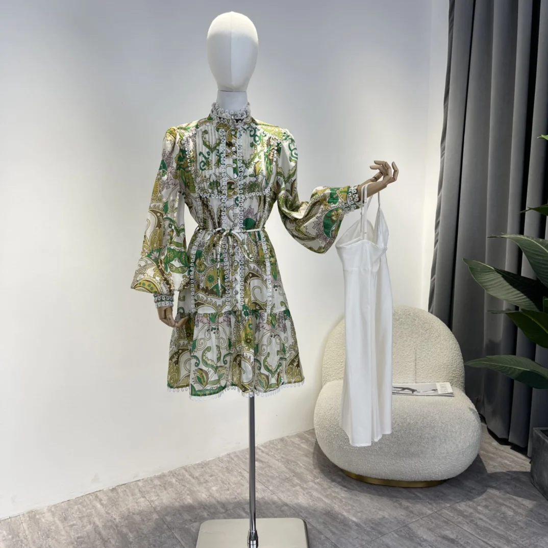 Женское платье мини с рукавами-фонариками, льняное лоскутное платье с рукавом-фонариком и принтом зеленых листьев, осень 2022
Женское платье мини с рукавами-фонариками, льняное лоскутное платье с рукавом-фонариком и принтом зеленых листьев, осень 2022