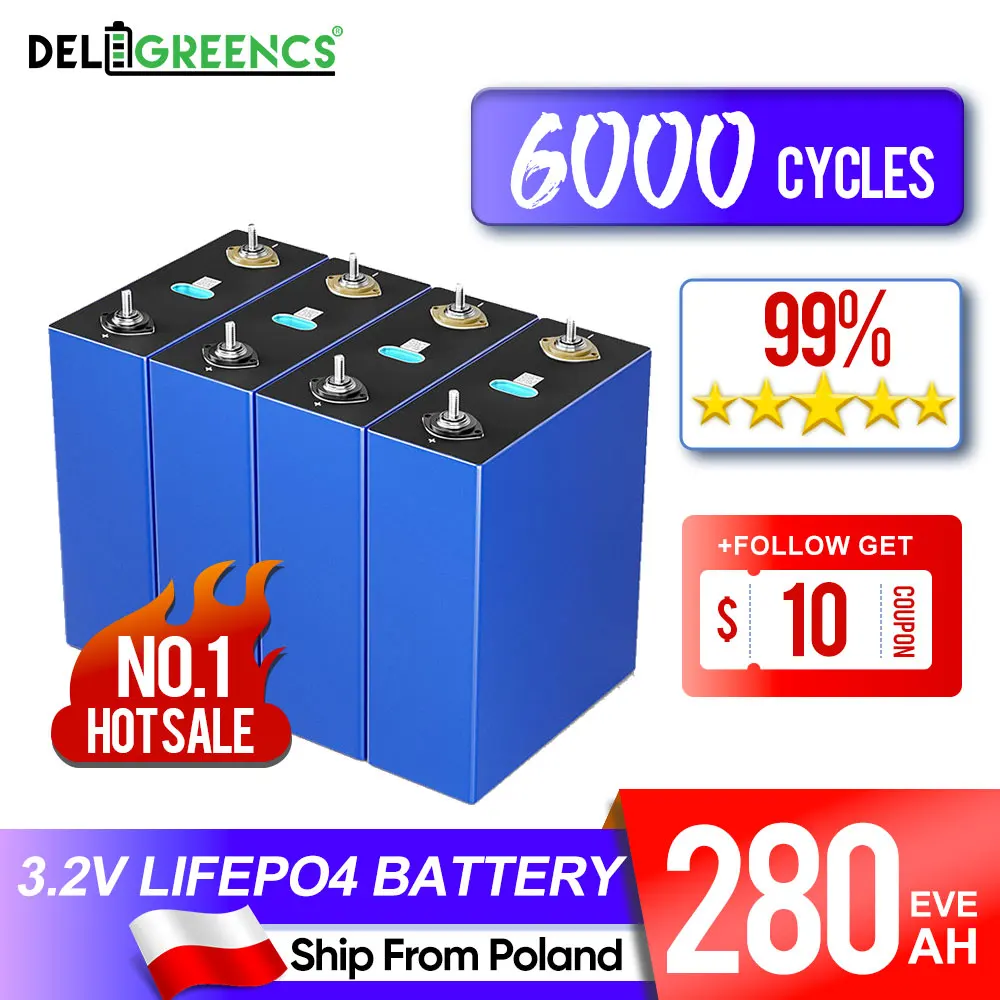 

Brand New 3.2V 105AH Lifepo4 Cells 50AH 90AH 230AH 280AH 304AH Rechargeable Battery 12V 24V 36V Solar UPS NO Tax Free Busbars