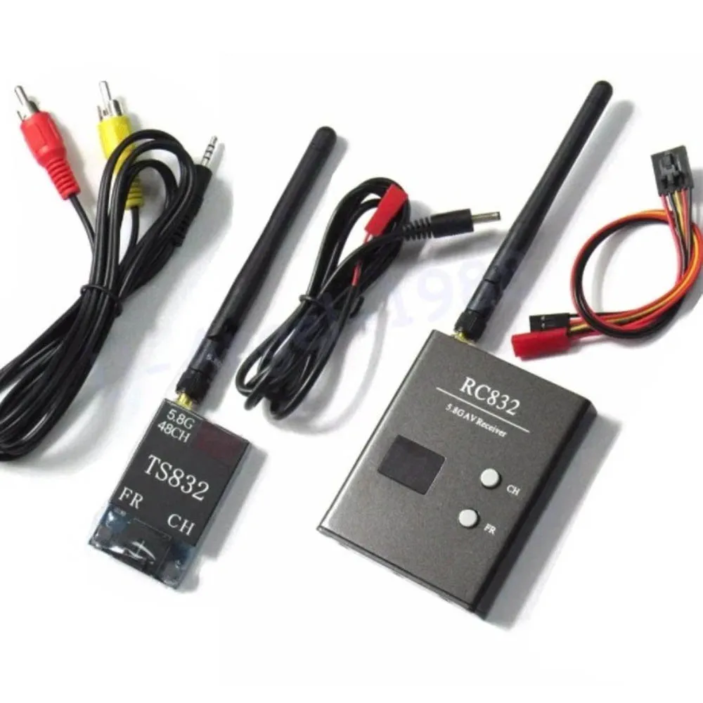

1Set RC FPV Drone 5.8G 600mW 48CH Audio Video TS832 Transmitter RC832 Receiver Kits with RP-SMA Antenna for Signal Transmitting