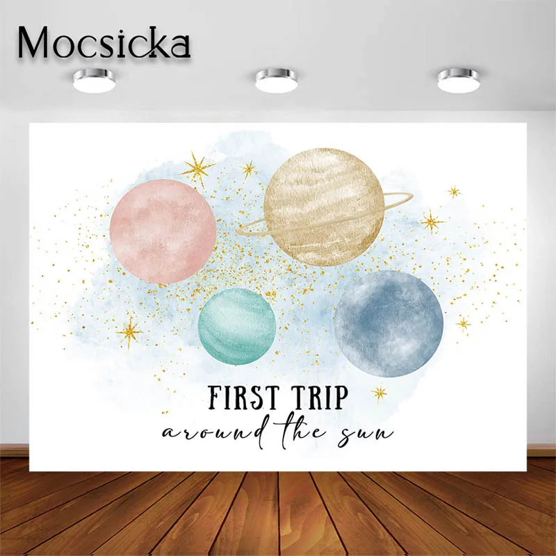 

Mocsicka фоны для первого дня рождения розовые синие Космос планеты фон дети портрет фото студия реквизит вечеринка украшение Баннер