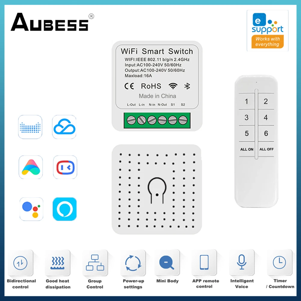 EWeLink Mini WiFi Smart Switch 16A Voice Control Smart Home Switch Module Supporte 2-way Control Works With Alexa Google Home
EWeLink Mini WiFi Smart Switch 16A Voice Control Smart Home Switch Module Supporte 2-way Control Works With Alexa Google Home