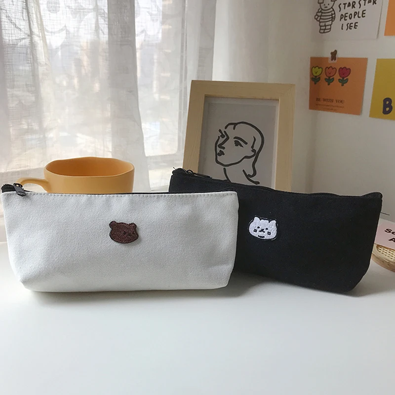 Pretty Stationery Pen Bag Pencil Pouch School Supplies Kawaii Bear Cat Embroidered Canvas Cute Pencil Bag Korean Storage Case
Pretty Stationery Pen Bag Pencil Pouch School Supplies Kawaii Bear Cat Embroidered Canvas Cute Pencil Bag Korean Storage Case