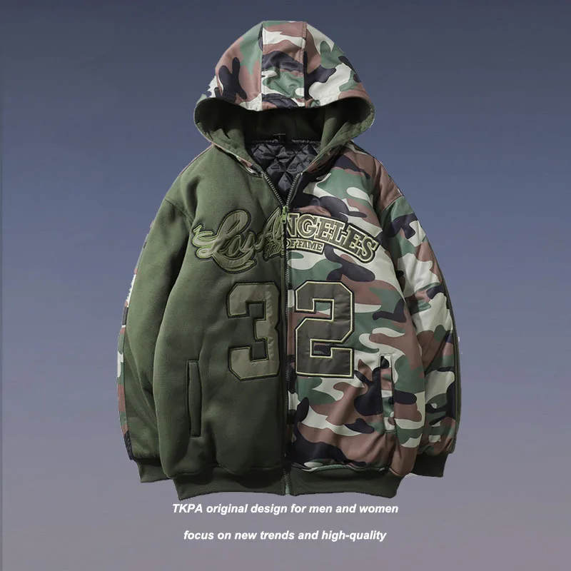 Camo Folder Cotton Parka Men Streetwear Retro Letter Patch Embroidered Baseball Jacket Mens Harajuku Hip Hop Warm Hooded Outwear
Camo Folder Cotton Parka Men Streetwear Retro Letter Patch Embroidered Baseball Jacket Mens Harajuku Hip Hop Warm Hooded Outwear