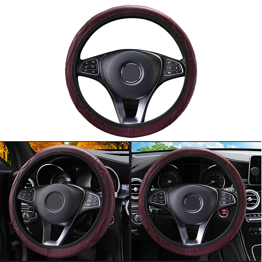 Universal Car Steering Wheel Cover Breathable Anti Slip Embossed Leather Steering Covers For 37-38cm Auto Decoration Accessories
Universal Car Steering Wheel Cover Breathable Anti Slip Embossed Leather Steering Covers For 37-38cm Auto Decoration Accessories