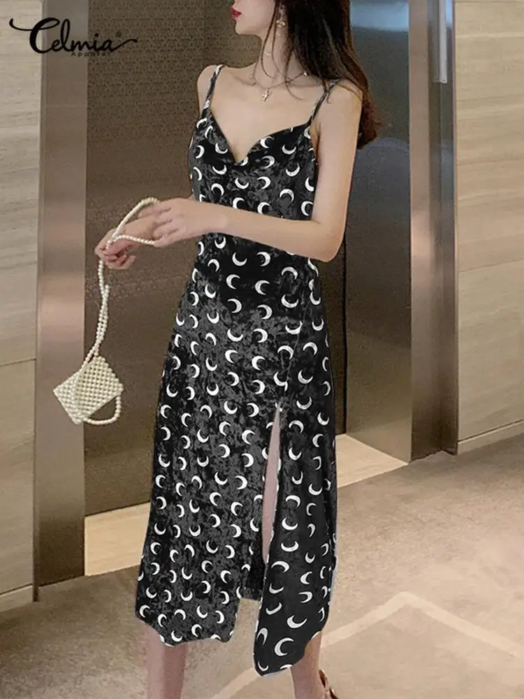 Celmia Women Spaghetti Straps Party Sundress Sexy Sleeveless Backless Midi Dress Holiday Cowl Neck Split Hem Slip Evening Dress
Celmia Women Spaghetti Straps Party Sundress Sexy Sleeveless Backless Midi Dress Holiday Cowl Neck Split Hem Slip Evening Dress