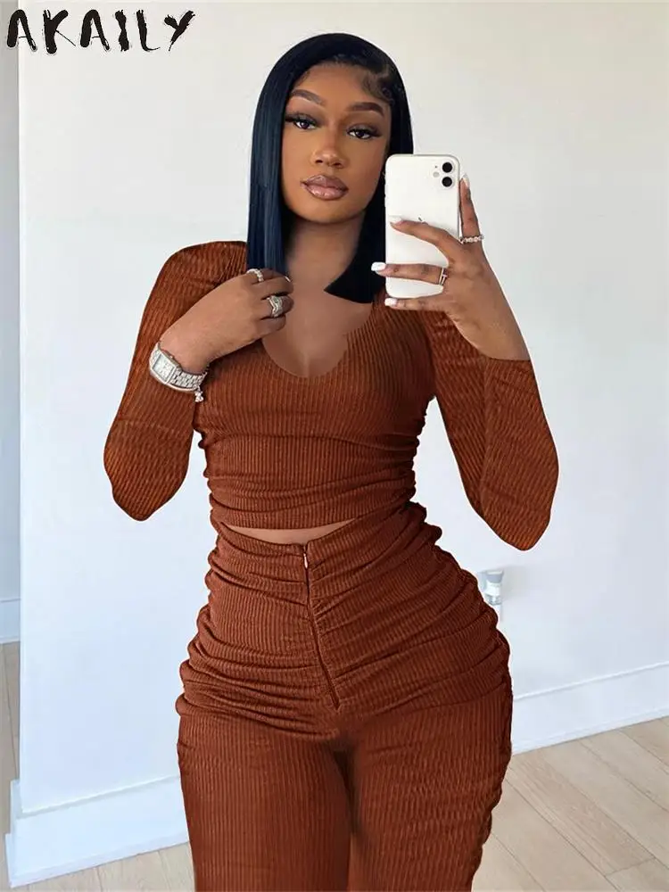 Akaily Fall Brown Ribbed 2 Two Piece Sets Tracksuit Womens Outfits 2022 Pink Sweatsuits Long Sleeve Tops And Sweat Pants Sets
Akaily Fall Brown Ribbed 2 Two Piece Sets Tracksuit Womens Outfits 2022 Pink Sweatsuits Long Sleeve Tops And Sweat Pants Sets