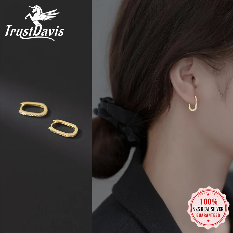 TrustDavis Real 925 Sterling Silver Fashion Sweet INS Ellipse CZ Charm Hoop Earring For Women Wedding Christmas Jewelry DA2729
TrustDavis Real 925 Sterling Silver Fashion Sweet INS Ellipse CZ Charm Hoop Earring For Women Wedding Christmas Jewelry DA2729
