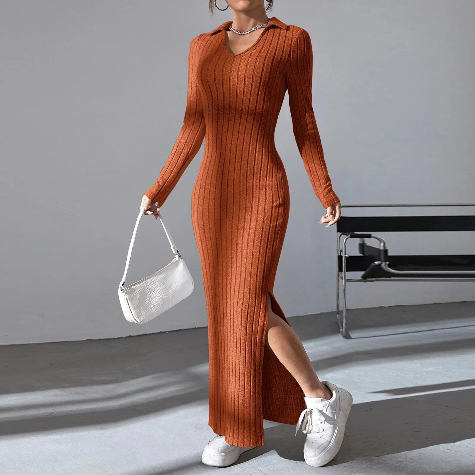 Женское трикотажное платье-карандаш, повседневное однотонное облегающее платье-футляр из мягкой ткани 
Женское трикотажное платье-карандаш, повседневное однотонное облегающее платье-футляр из мягкой ткани