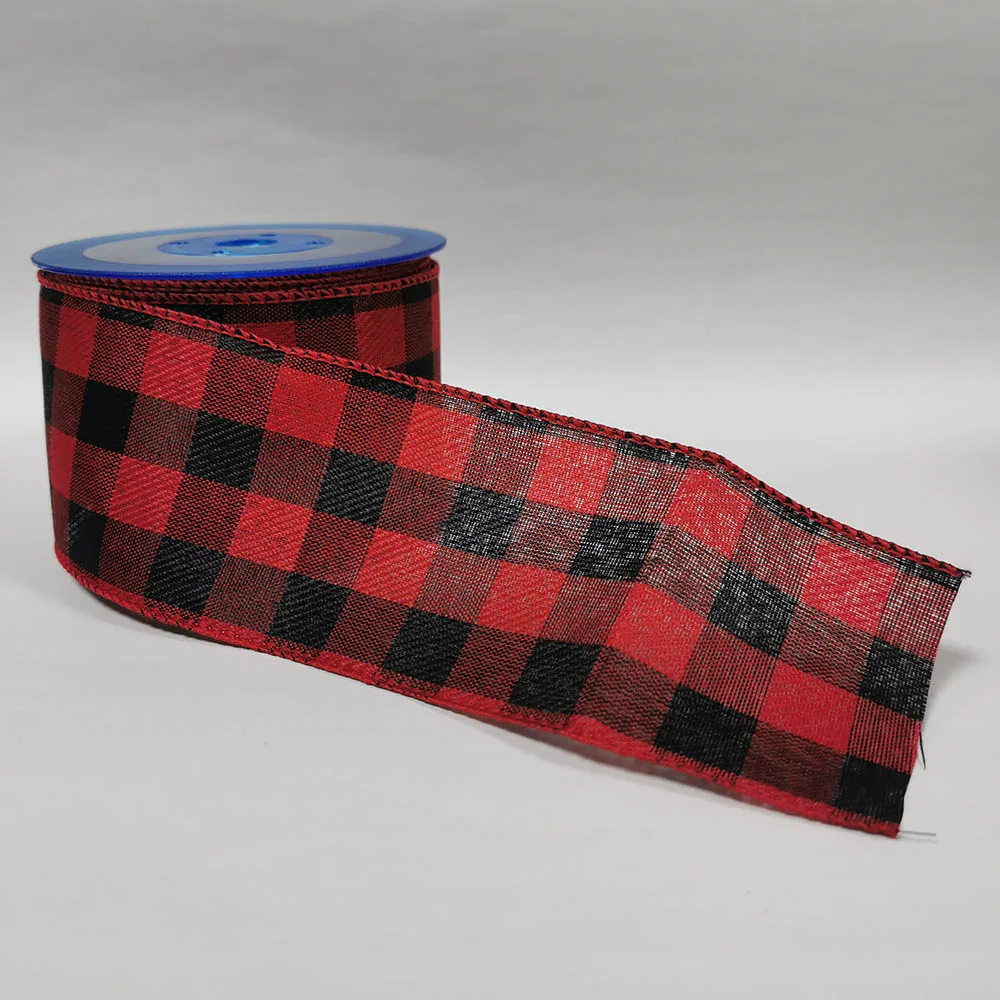 25yards 63mm Wired Edge Plaid Ribbon Red Black Checked for Festival Christmas Decoration New Year Gift Wrapping
25yards 63mm Wired Edge Plaid Ribbon Red Black Checked for Festival Christmas Decoration New Year Gift Wrapping