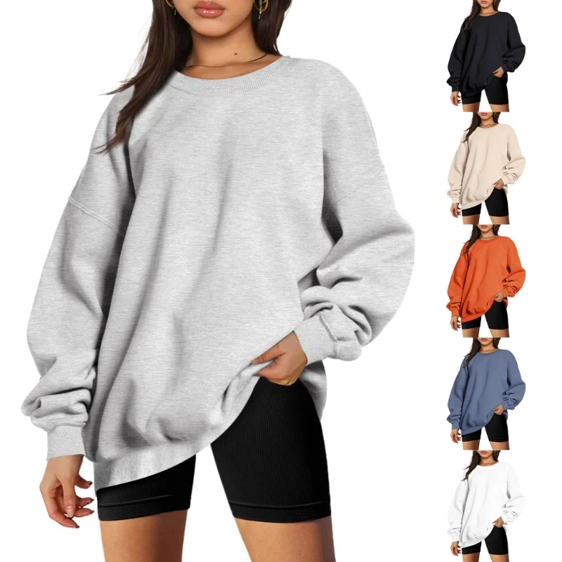 Long Sleeve Drop Shoulder Crew Neck Oversized Pullover Sweatshirt Top for Women
Long Sleeve Drop Shoulder Crew Neck Oversized Pullover Sweatshirt Top for Women