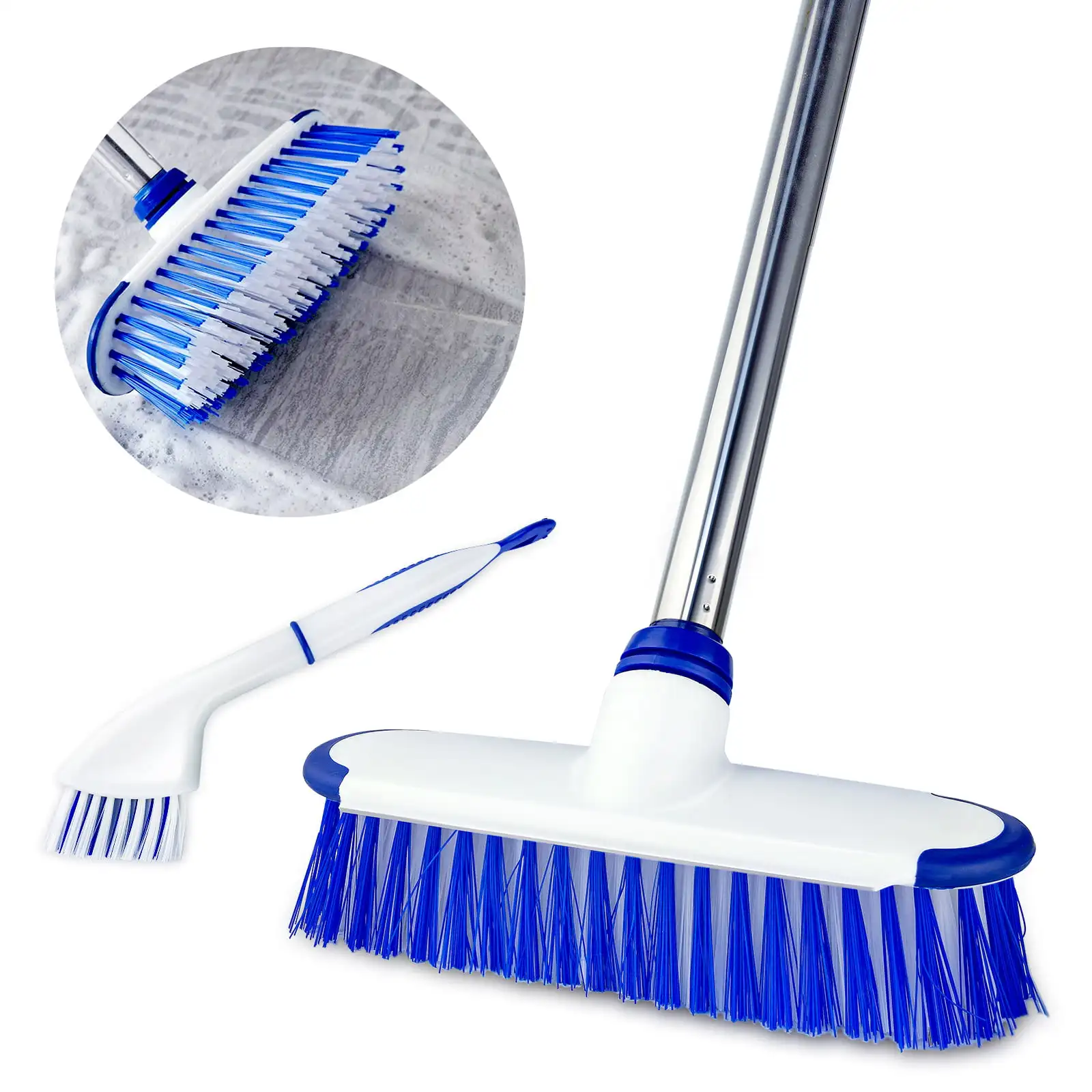 Floor Scrub Brush with Long Stainless Steel Handle Extension+Small Deep Cleaning Brush
Floor Scrub Brush with Long Stainless Steel Handle Extension+Small Deep Cleaning Brush