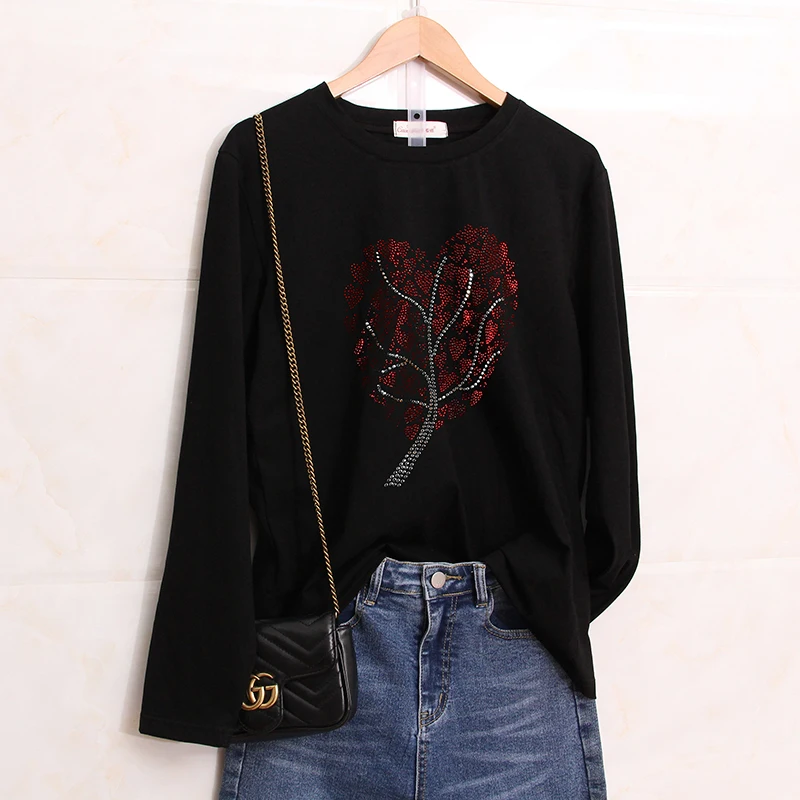 Plus Size Women Spring Loose Drilling T-Shirts Clothes 2022 Harajuku Black Diamond T shirts Y2K Female Long Sleeve Top Tees H072
Plus Size Women Spring Loose Drilling T-Shirts Clothes 2022 Harajuku Black Diamond T shirts Y2K Female Long Sleeve Top Tees H072