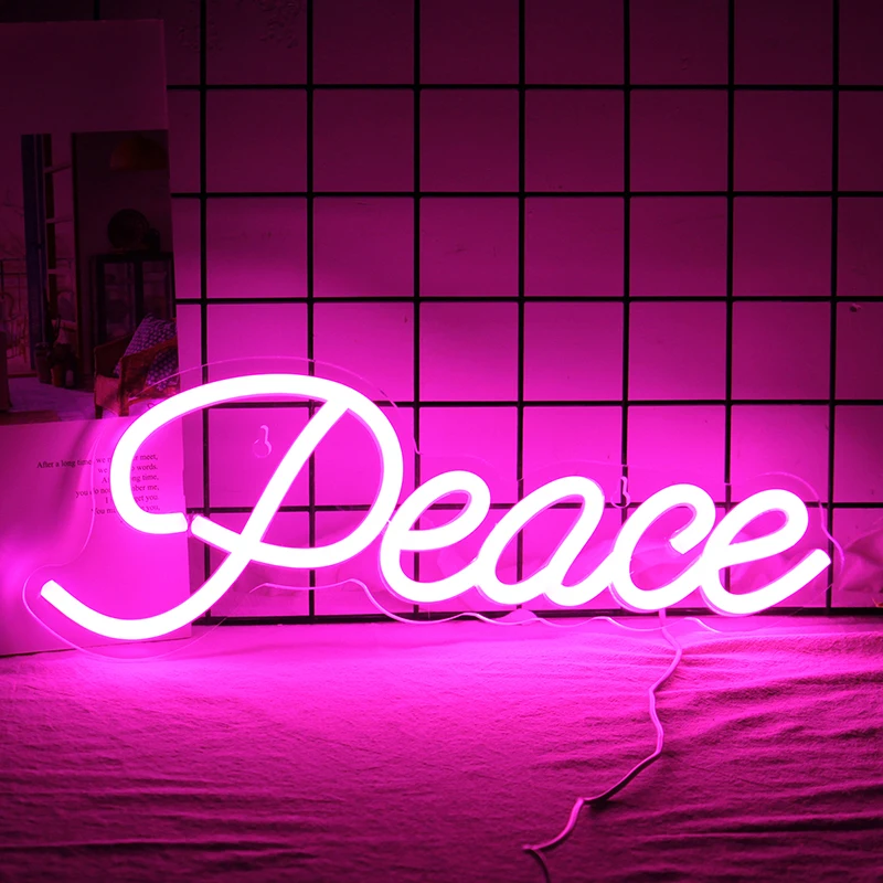 

Wanxing Led Neon Sign Light Peace Acrylic Neon Night Lamp USB Powered Wall Art For Room Home Bar Shop Store Decor Christmas Gift