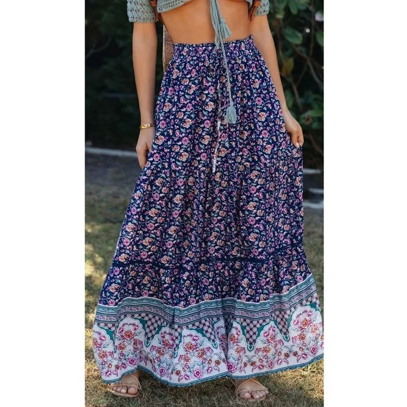 Summer Dark Blue Emperament A-line Skirts Women Ruffles Elegant Slim Print Floral Pathwork Big Swing Fold Skirt Female Casual
Summer Dark Blue Emperament A-line Skirts Women Ruffles Elegant Slim Print Floral Pathwork Big Swing Fold Skirt Female Casual