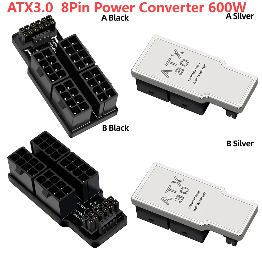 ATX3.0 4X8 Pin Female to Male 12VHPWR 12+4P 180° Angled Connector Power Adapter for RTX4090 / RTX4080 16GB/12GB Graphics Card
ATX3.0 4X8 Pin Female to Male 12VHPWR 12+4P 180° Angled Connector Power Adapter for RTX4090 / RTX4080 16GB/12GB Graphics Card