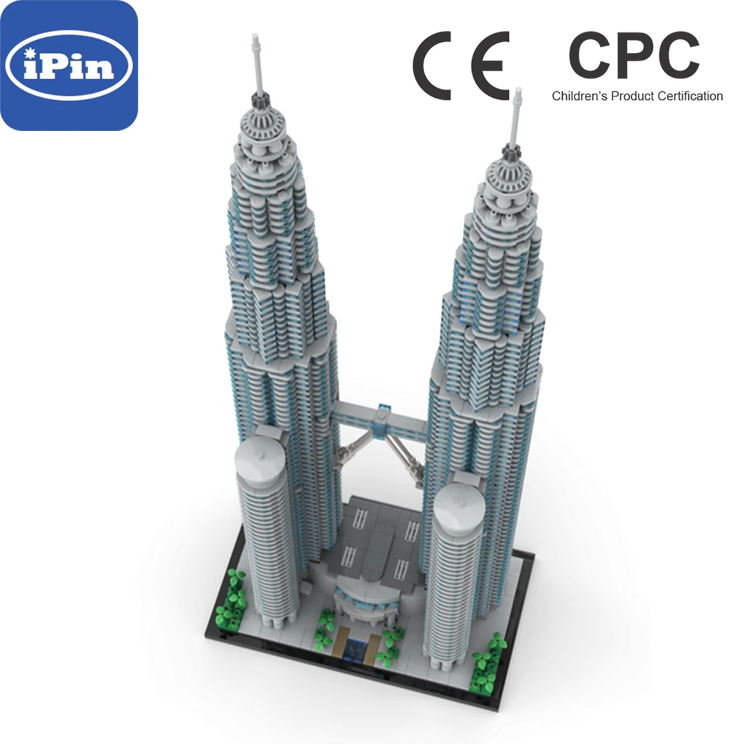 

MOC-136651 Twin Towers Building Block 1:800 DIY Technology Assembly Electronic Drawing High TechToys Kids Christmas Gifts