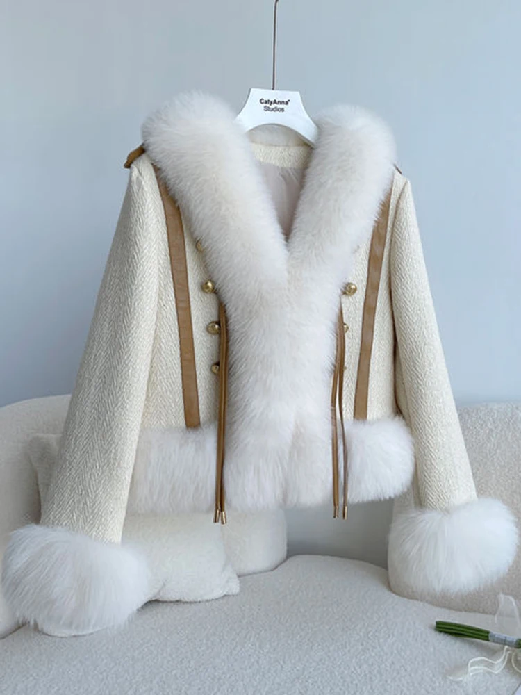 Winter New Artificial Fur Large Fur Collar Coat Women Luxurious Fur Winter Fluffy Jacket Women Elegant Thick Warm Parka
Winter New Artificial Fur Large Fur Collar Coat Women Luxurious Fur Winter Fluffy Jacket Women Elegant Thick Warm Parka