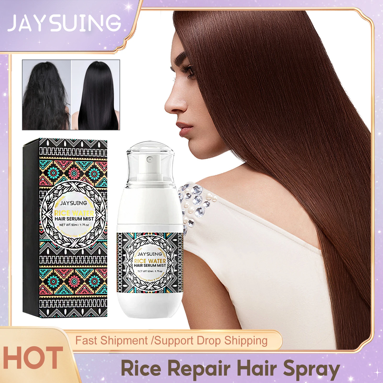 

Anti Hair Loss Spray Improve Frizz Damaged Treatment Dryness Smooth Nourish Hair Roots Promote Hair Growth Rice Water Hair Care