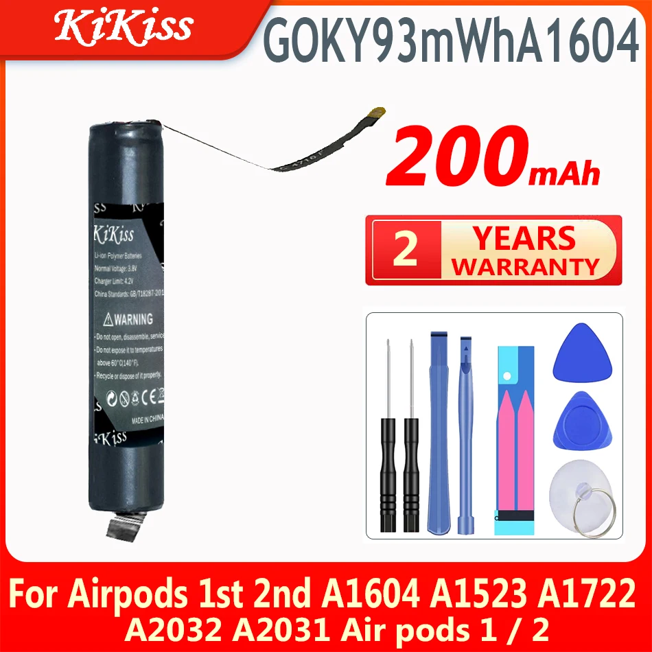 

KiKiss 200mAh Replacement Battery For airpods 1st 2nd A1604 A1523 A1722 A2032 A2031 for air pods 1 air pods 2 GOKY93mWhA1604