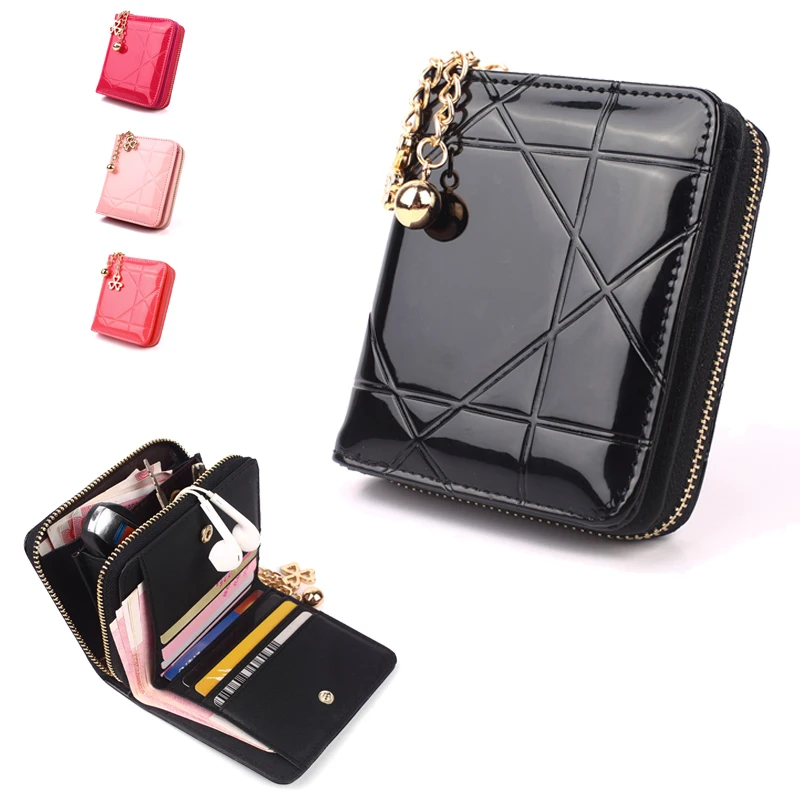 

Coin New Women's Patent Holder Ladies Embossed Passport Wallet Purse Small Card Leather Short Leather Coin Wallet Multi-color