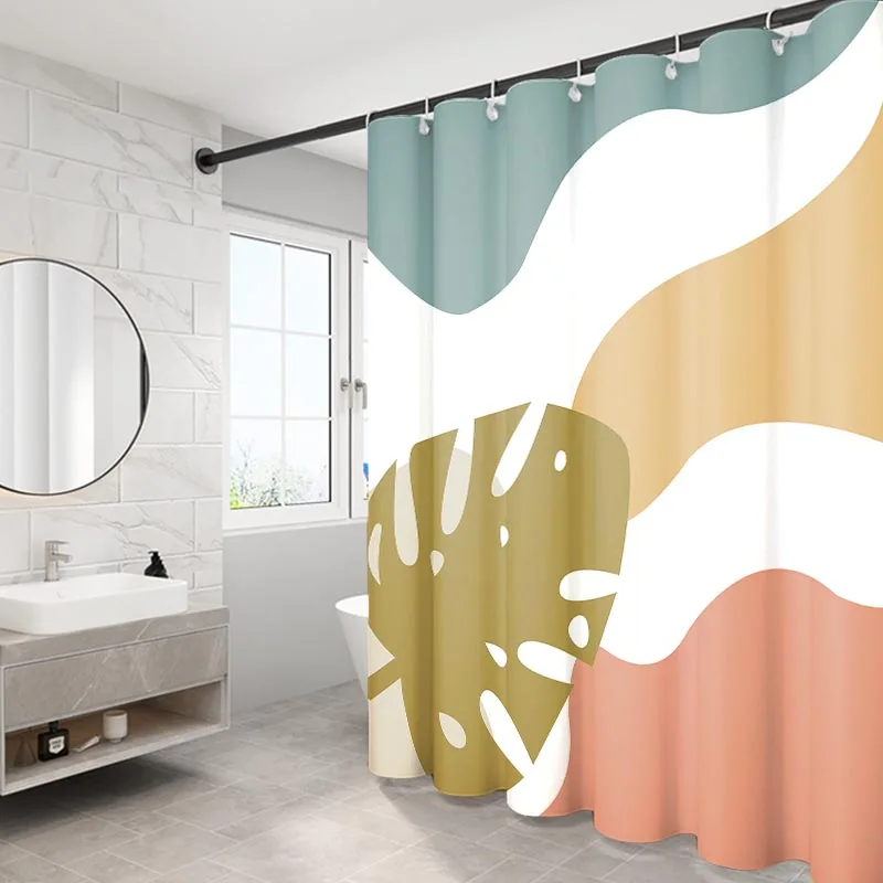 

Скандинавская Простая душевая занавеска в стиле INS, теплые цветные листья, ткань из полиэстера, водонепроницаемая занавеска для ванной, водонепроницаемая занавеска для ванной с 12 крючками