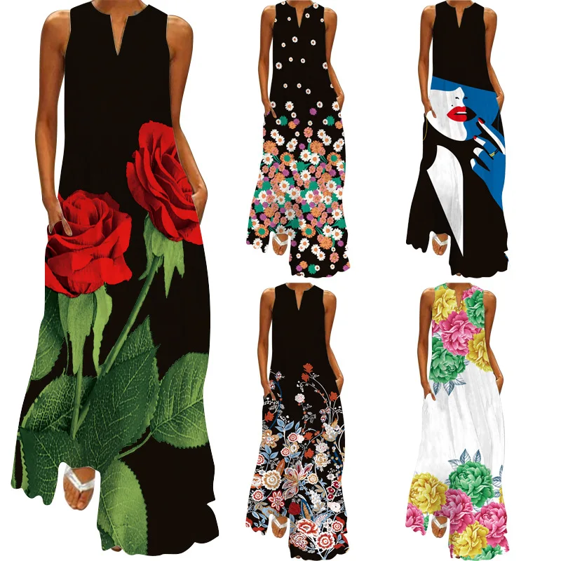 Black Rose Flowers Leaf Printed Floral 3D Summer Maxi Dress V Neck Sleeveless A-Line Beach Sundresses Holiday Evening Women Robe
Black Rose Flowers Leaf Printed Floral 3D Summer Maxi Dress V Neck Sleeveless A-Line Beach Sundresses Holiday Evening Women Robe