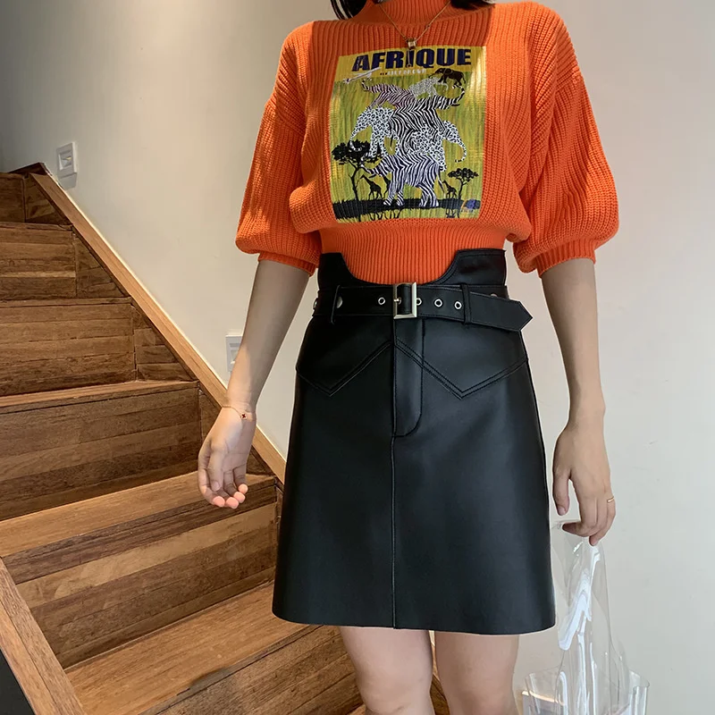 Юбка женская трапециевидная из овечьей кожи, с высокой талией
Юбка женская трапециевидная из овечьей кожи, с высокой талией