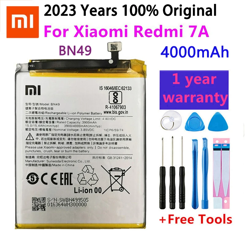 100% Оригинальный аккумулятор XiaoMi BN49 для Xiaomi Redmi 7A, сменный аккумулятор большой емкости 4000 мАч для телефона, батареи и инструменты
100% Оригинальный аккумулятор XiaoMi BN49 для Xiaomi Redmi 7A, сменный аккумулятор большой емкости 4000 мАч для телефона, батареи и инструменты