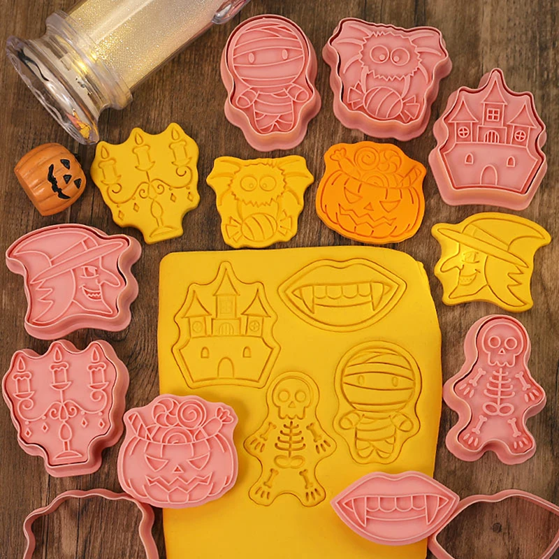 8Pcs Halloween Cookie Cutters 3D Pumpkin Ghost Skull Pressable Biscuit Mold Cookie Stamp Cake Decorating Tool Baking Accessories
8Pcs Halloween Cookie Cutters 3D Pumpkin Ghost Skull Pressable Biscuit Mold Cookie Stamp Cake Decorating Tool Baking Accessories