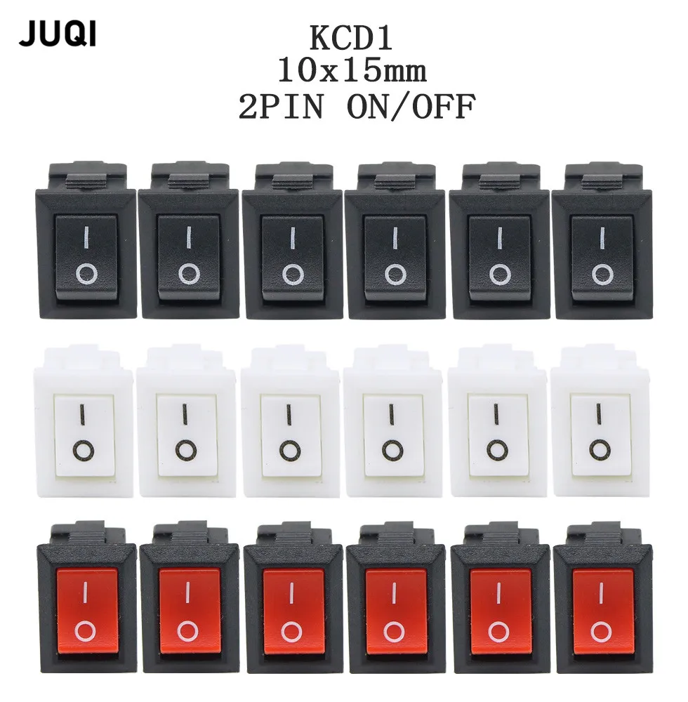 

100pcs KCD11-101 3A/250V small black 10*15mm SPST 2PIN ON/OFF G130 Boat Rocker Switch Car Dash Dashboard Truck RV ATV Home