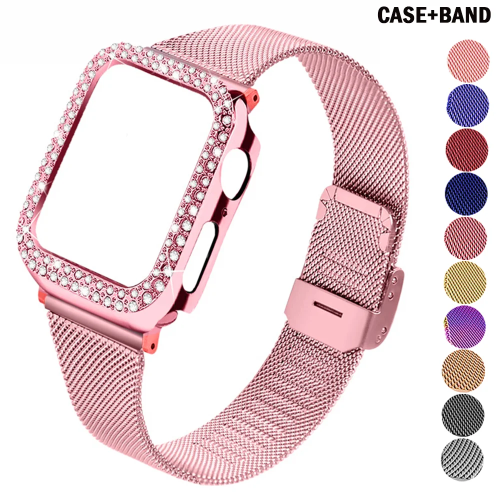 Алмазный чехол и ремешок для apple watch band 44 мм 40 мм 38 мм/42 мм, тонкий Миланская петля для браслета iWatch Series 7 6 5 4 3 Se 41 мм 45 мм
Алмазный чехол и ремешок для apple watch band 44 мм 40 мм 38 мм/42 мм, тонкий Миланская петля для браслета iWatch Series 7 6 5 4 3 Se 41 мм 45 мм