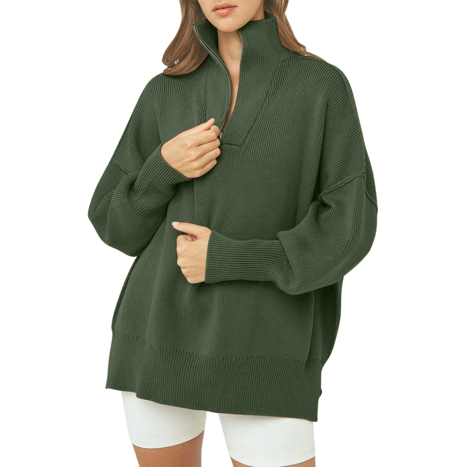 Women's High Neck Sweater Thick Women's Autumn And Winter Knitted Long Sleeve Zipper Down Shoulder Split Cowl Neck Sweater Women
Women's High Neck Sweater Thick Women's Autumn And Winter Knitted Long Sleeve Zipper Down Shoulder Split Cowl Neck Sweater Women