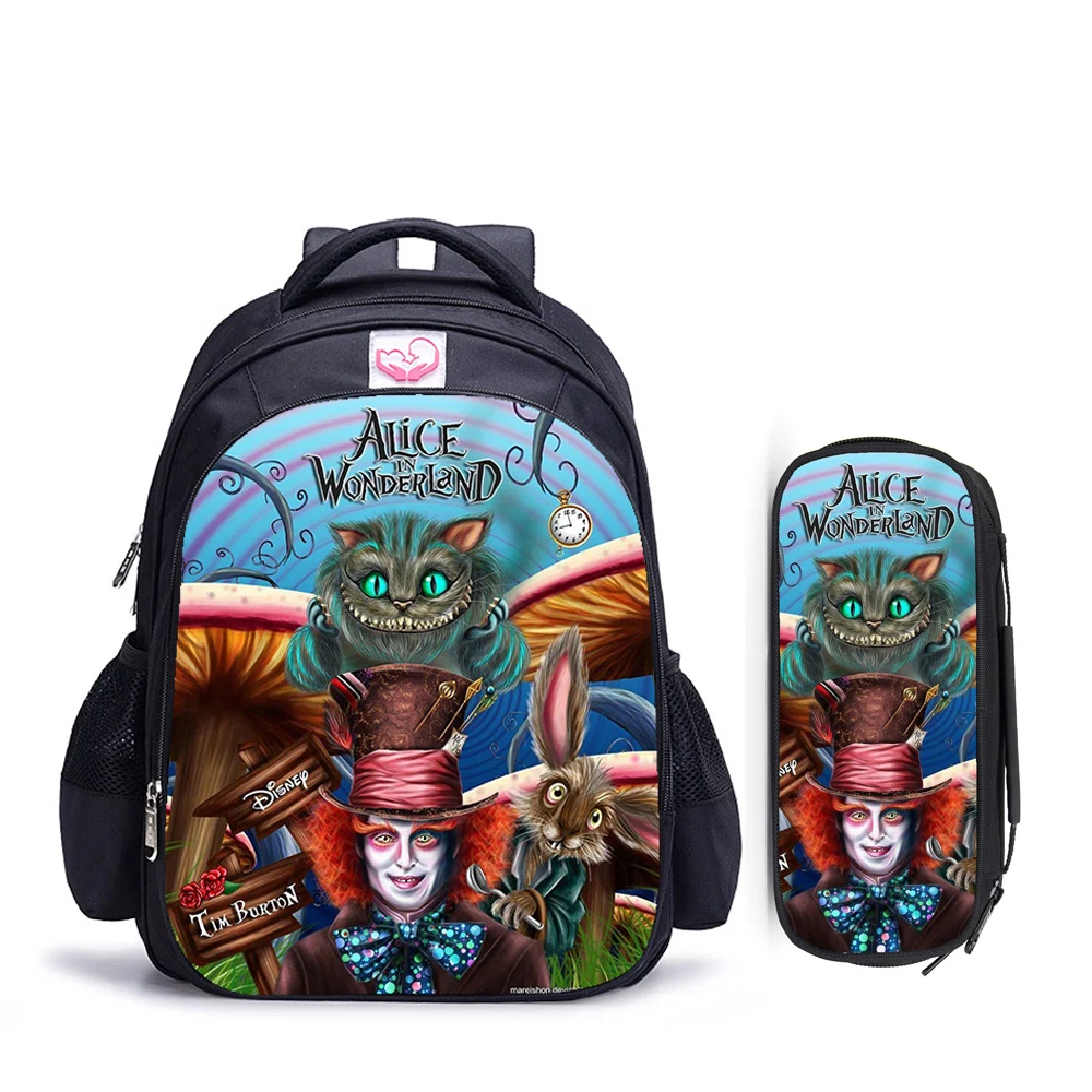 

16 Inch Disney Alice In Wonderland Children School Bags Orthopedic Backpack Kids School Boys Girls Mochila Infantil Catoon Bags