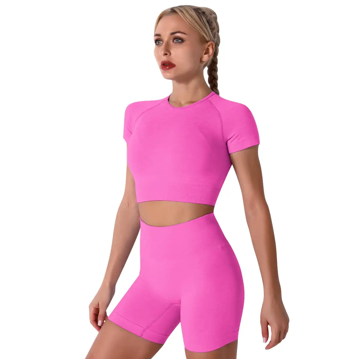 Women Workout Sets Yoga Outfits, Short Sleeve Crop Top + High Waisted Running Short Pants Gym Clothes Tracksuit, 2-Piece S Hot P
Women Workout Sets Yoga Outfits, Short Sleeve Crop Top + High Waisted Running Short Pants Gym Clothes Tracksuit, 2-Piece S Hot P