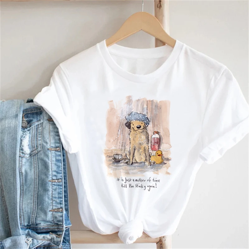 T-shirt Happy New Year Christmas Costume Fun Cute Dog Print Short Sleeve Fashion Women's Fashion Women's Casual Basic T-shirt.
T-shirt Happy New Year Christmas Costume Fun Cute Dog Print Short Sleeve Fashion Women's Fashion Women's Casual Basic T-shirt.
